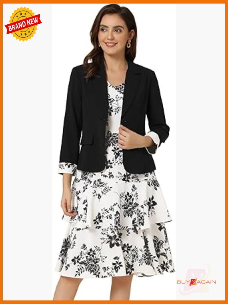 Floral Print 2-Piece Suit Set Sleeveless Dress With Blazer